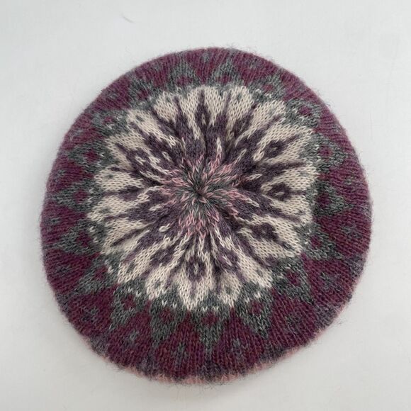 Vintage ARIS Fair Isle Knit Beret Tam O Shanter Acrylic USA Womens One Size - Picture 6 of 10